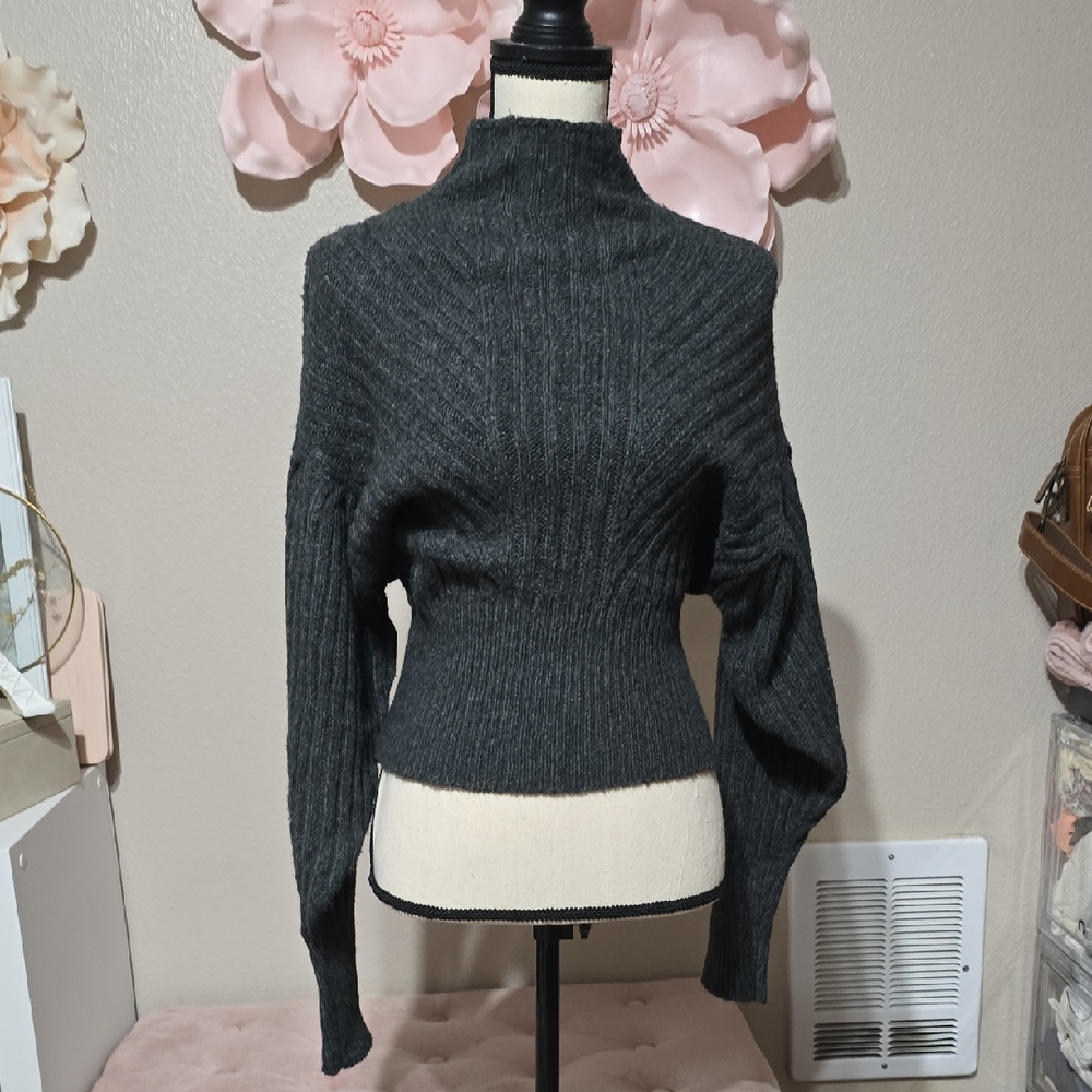 Prologue Women's Charcoal Ribbed Turtleneck Sweater